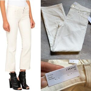 J Brand Selena Mid Rise Crop Boot Jean White with Gold Shimmer-size 28- NWT